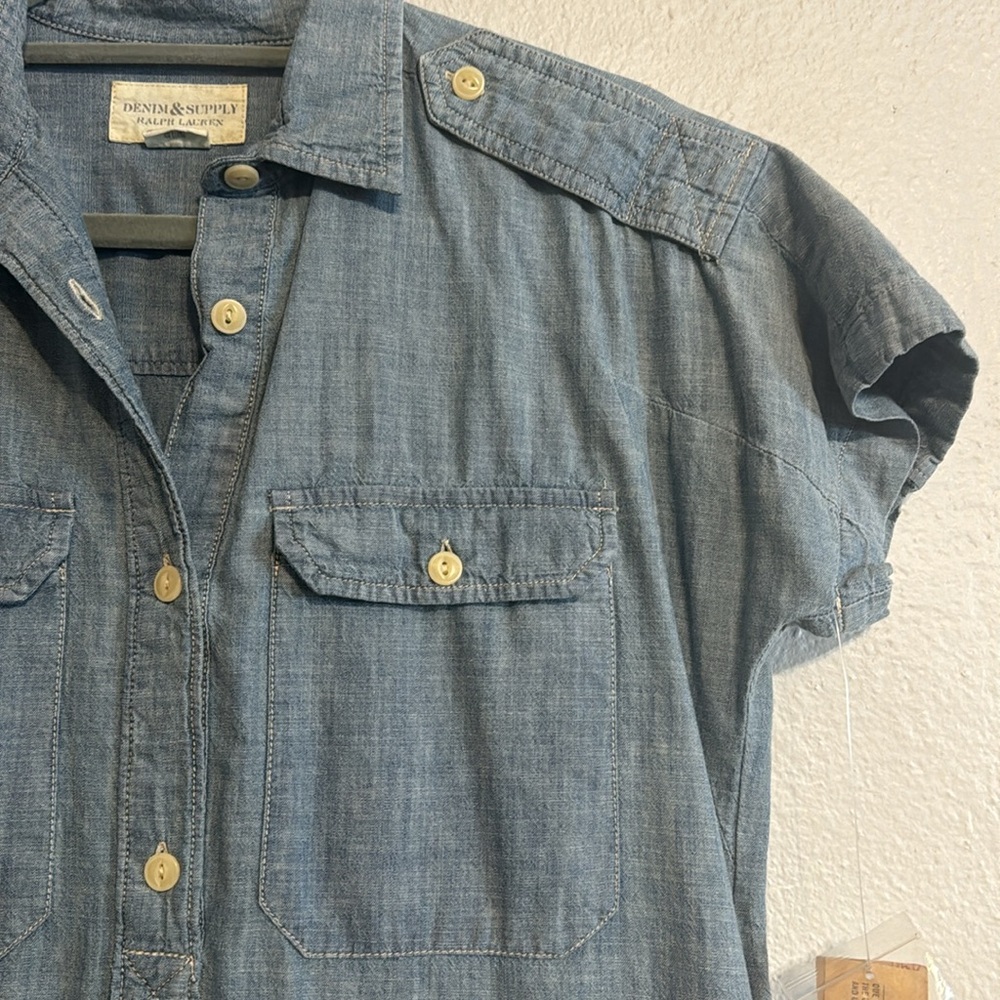 Denim & Supply Ralph Lauren Chambray Denim Short Sleeve Dress Size M - Picture 2 of 6
